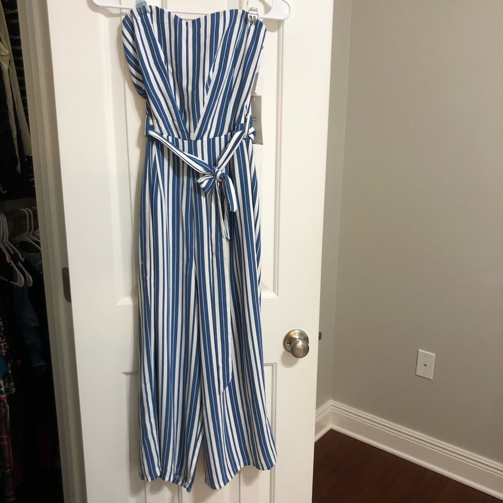 NWT Strapless striped jumpsuit
